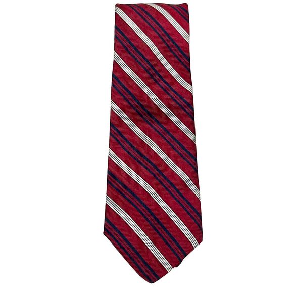 Vintage Christian Dior Neck Tie Men’s Red White Blue 90s Stripes Silk 56.5" x 3" - Picture 2 of 9